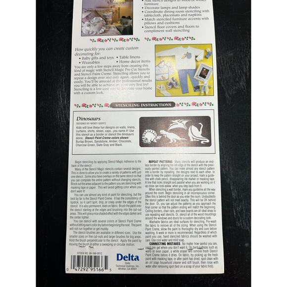 90s Vintage- Stencil Magic By Delta- Assorted Dinosaurs  No. 95 166 0012 NWT - Picture 5 of 6
